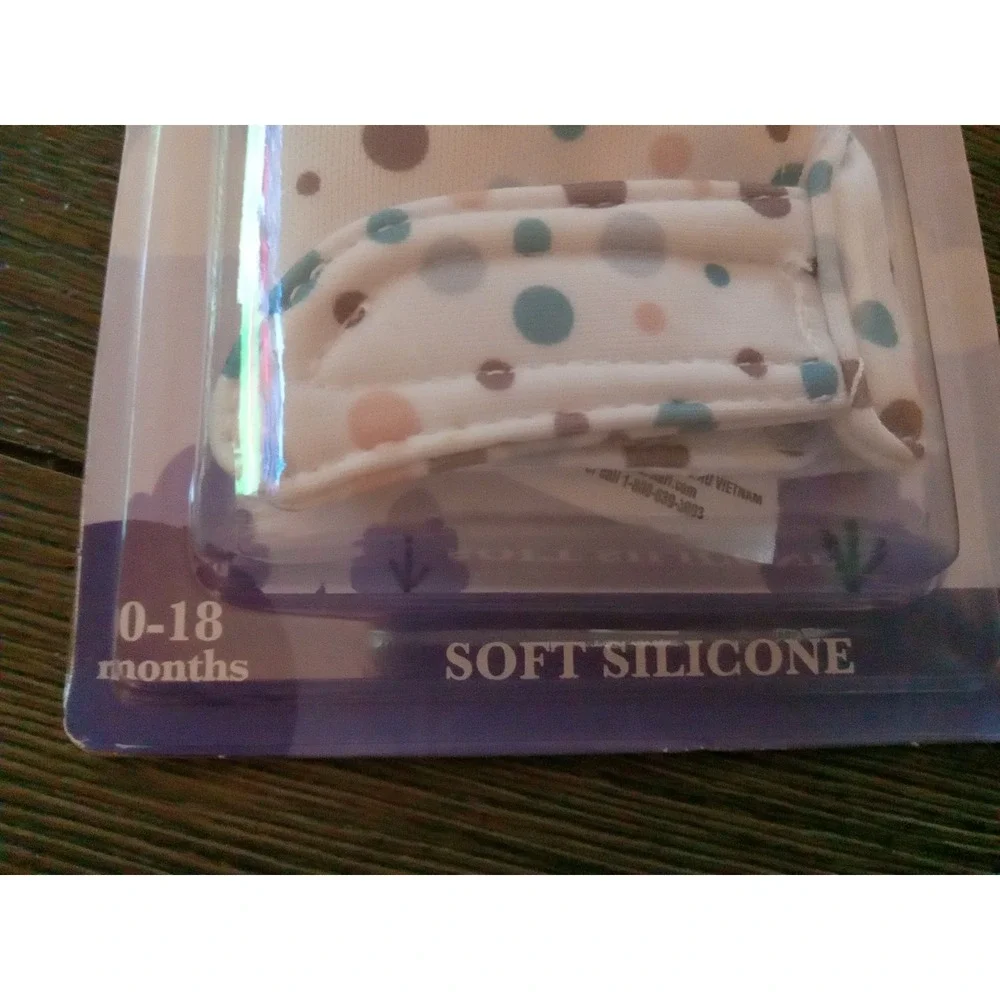 b-Pure for baby Silicone Teething Mitten, 0-18 Months, Blue/White NIP
